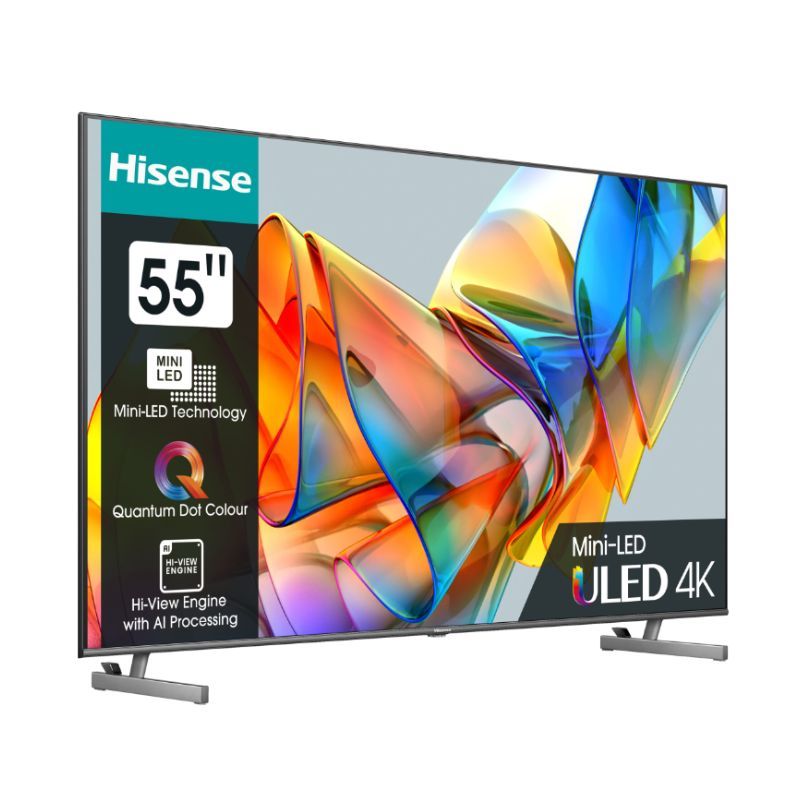 Hisense Smart TV 55" 4K Ultra HD QLED Mini LED HDR Dolby Atmos Dark Grey - immagine 2